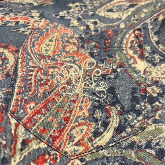 Ralph Lauren Button Down Paisley Sleep Shirt with Embroidered Logo on Po… - Picture 13 of 15